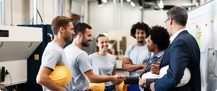 Electricians team handshake